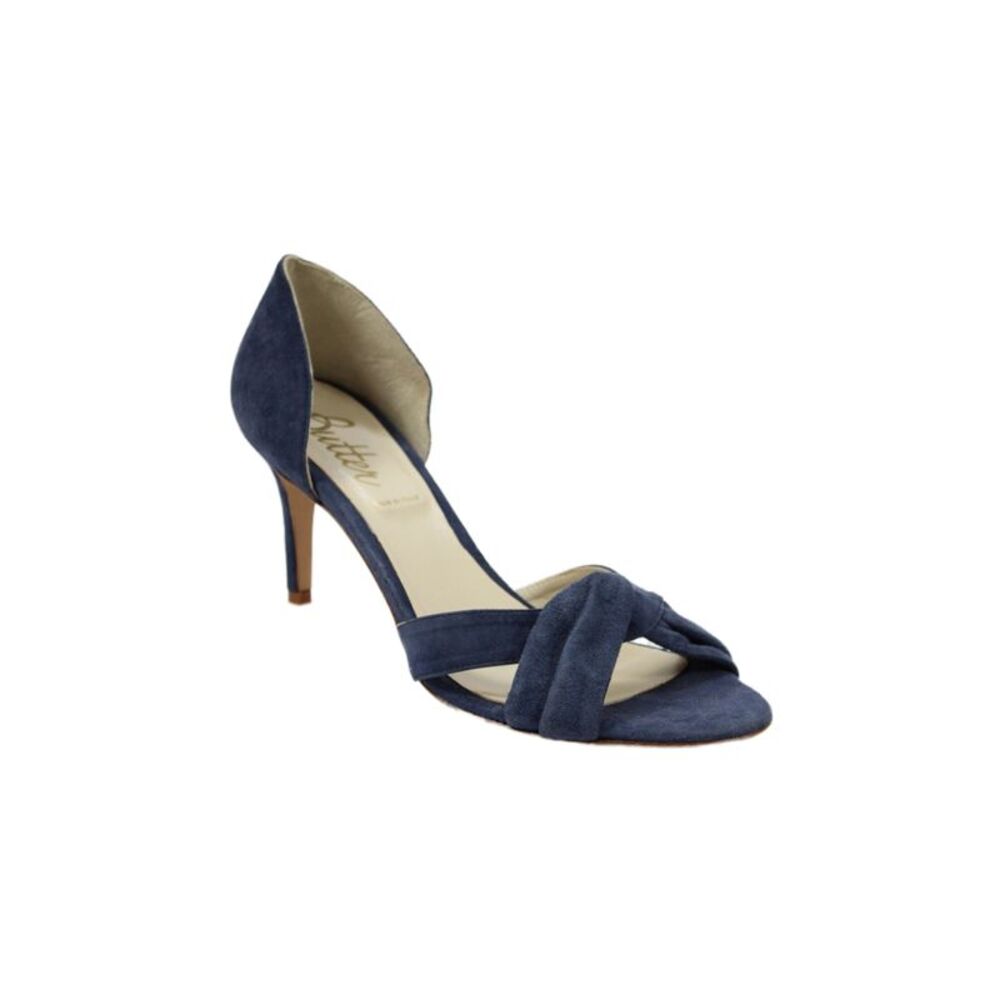 Butter Womens Stiletto Suede Twist Slide Sandals Blue Size 10
